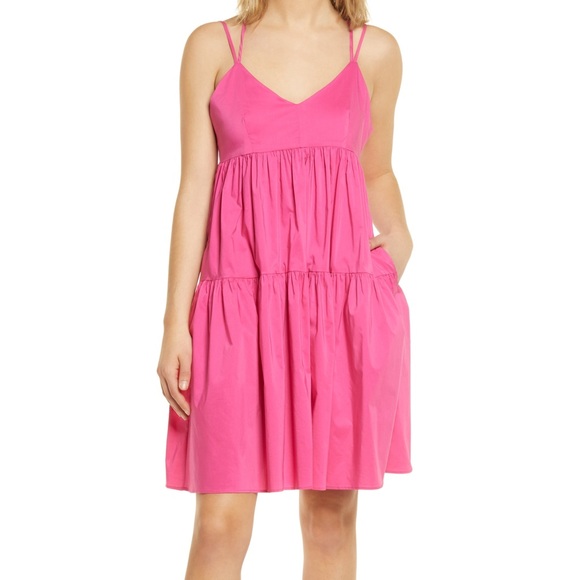 CodexMode Dresses & Skirts - CODEXMODE Tiered Strappy Poplin Sundress hot pink